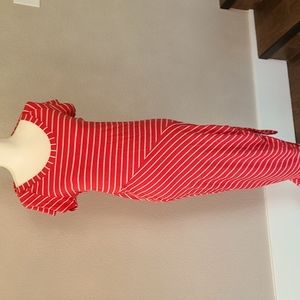 Athleta shark bite hem dark pink and White Maxi Dress